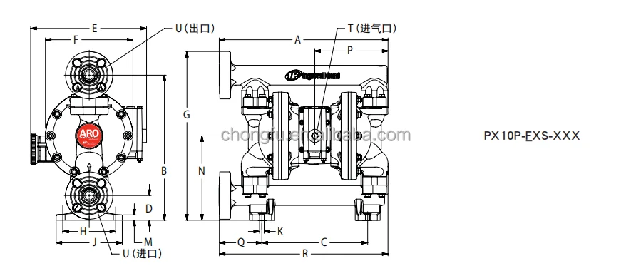 ARO PP 1inch PUMP with ptfe diaphragm  used for pneumatic diaphragm pump manufacture