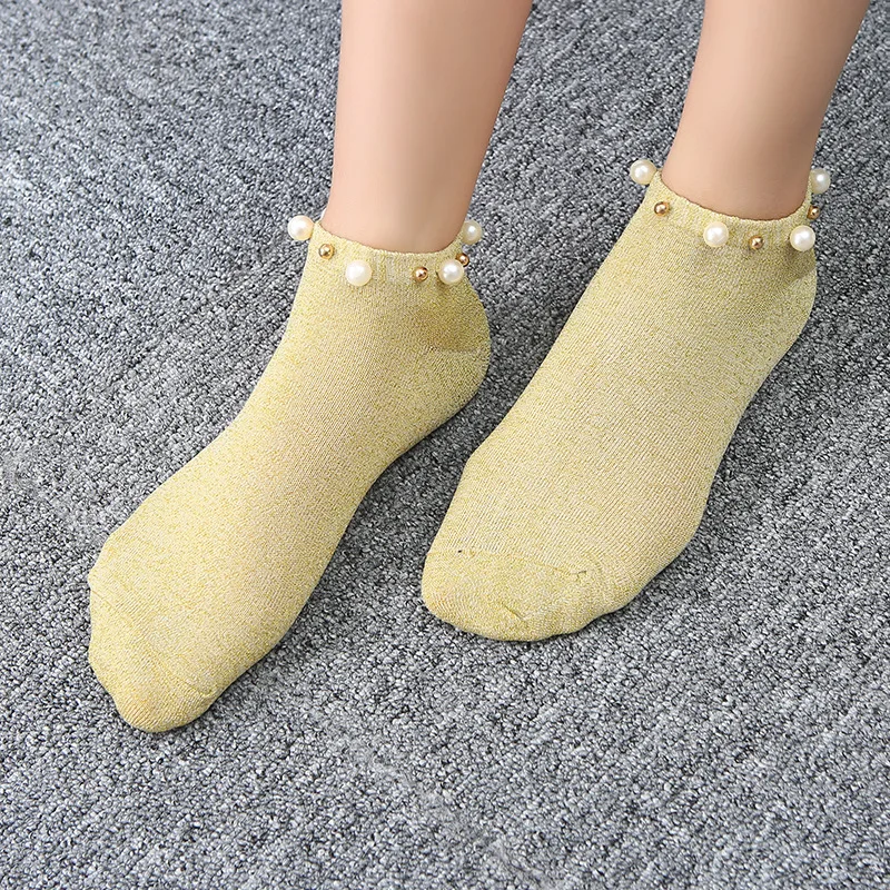 2024 Новинка модные женские хлопковые носки с бусинами