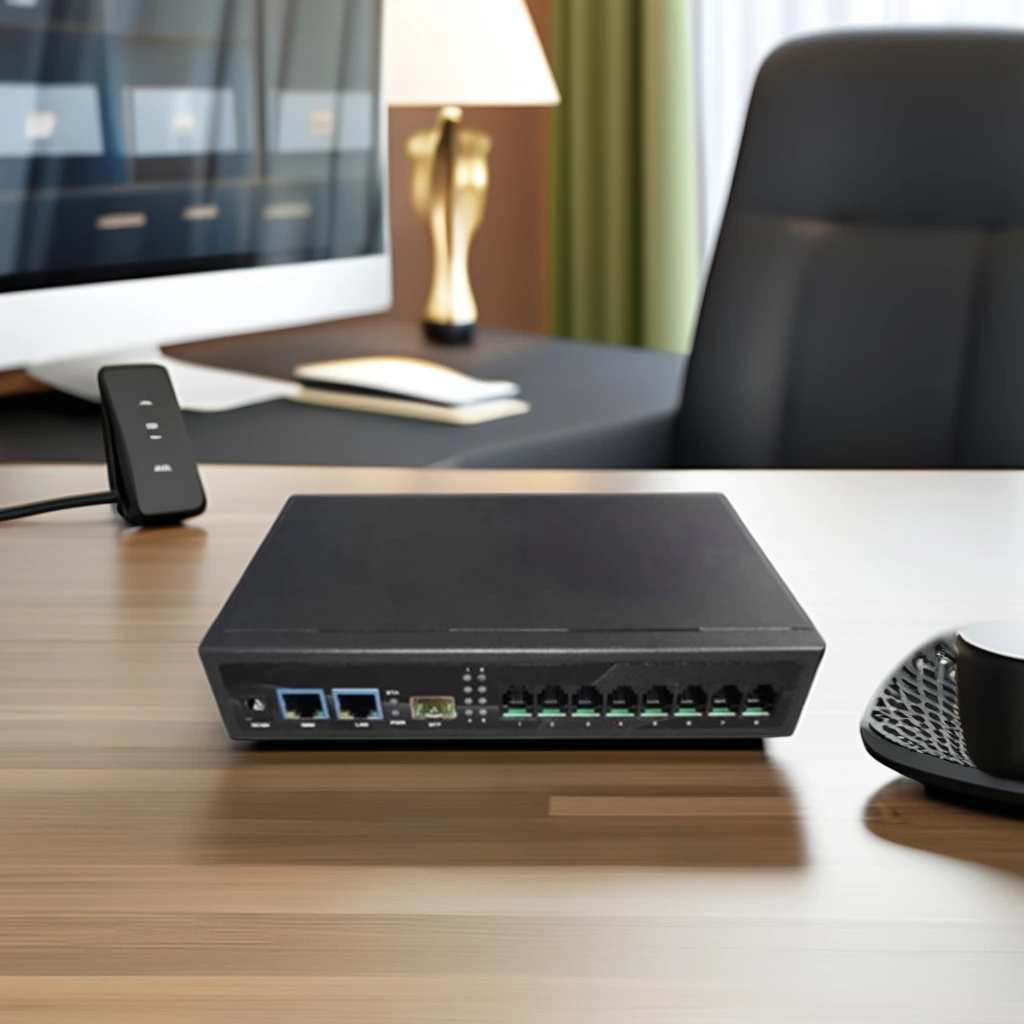 IP PBX VoIP Gateway with 4 FXO Ports for SOHO and SMB Supports GSM Networks and Features VoIP Adapter