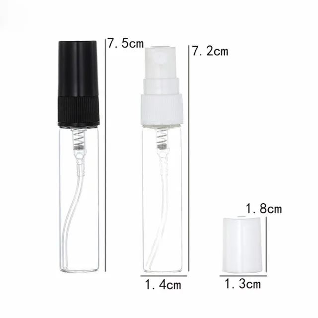 Stock Empty 5ml Perfume Sample Spray Vials Tester Perfume Glass Bottle with Black White Spray