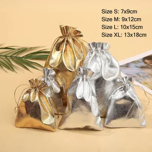 Hot Selling Wholesale Gold Silver Color Jewelry Packaging Pouch Hair Wig Extension Gift Bags Drawstring Pack Storage Bag Custom