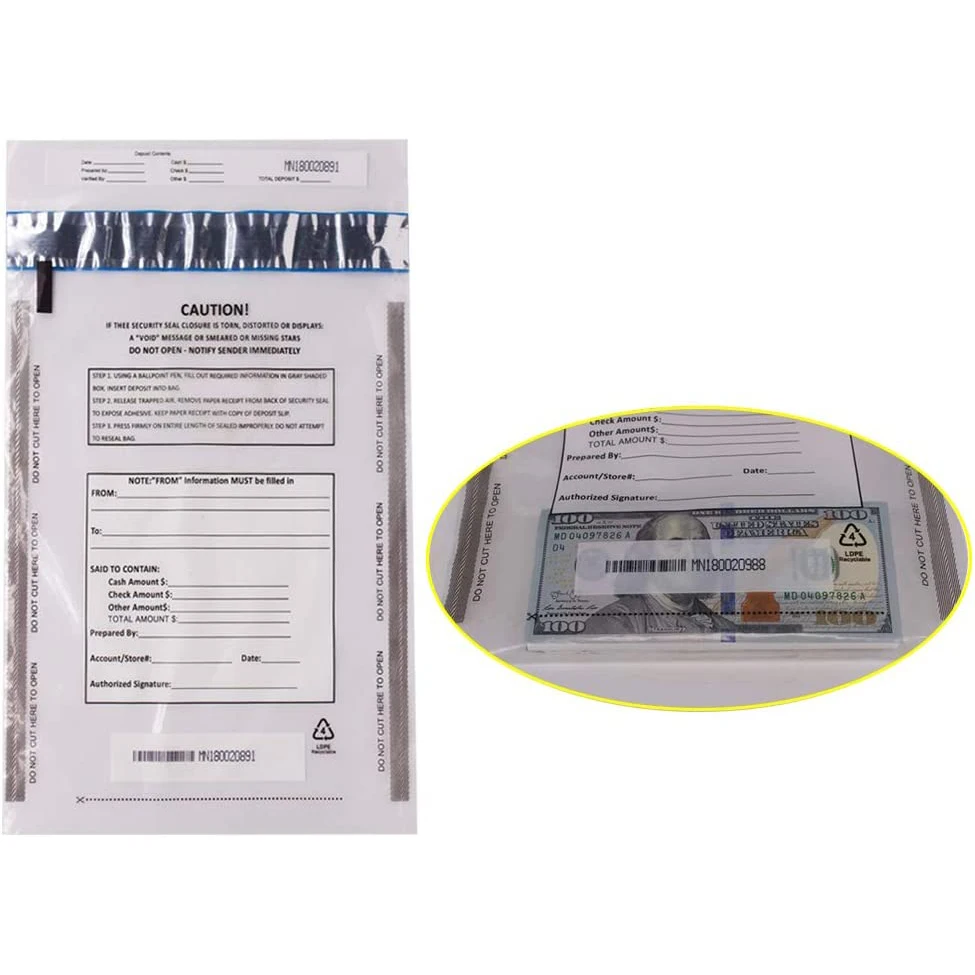 Custom Printed Self Adhesive Sealing Bank Money Steb Plastic Satchel Envelopes Tamper Evident Security Bag