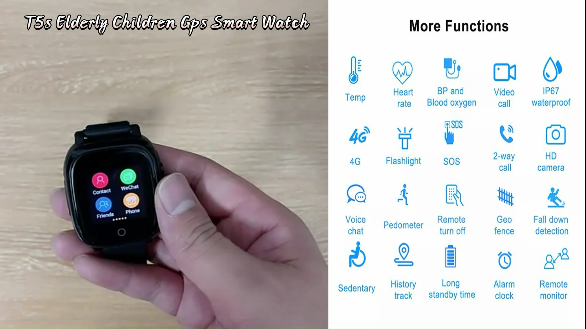 Body Temperature Fall Detection Blood Pressure Spo2 Gps Sos 4g Smart