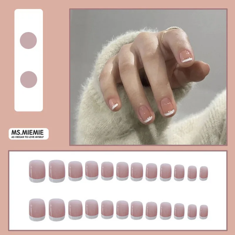 Ms.Miemie 24-Piece ABS French Short Nails Nail Wholesale Wholesale Press on Nails