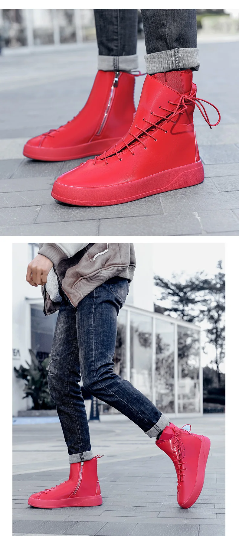 2023 Fashion Men Shoes Spring Autumn Ankle Boots Hightop Sneakers Lace