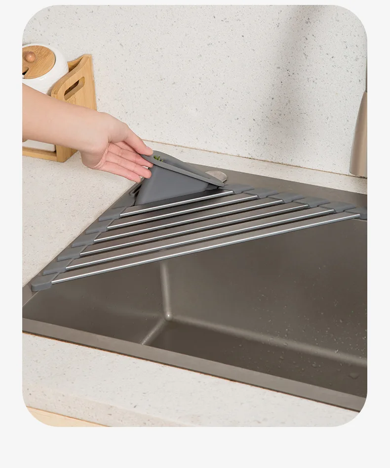 Silicone Rubber Aluminum Alloy Triangle Foldable Detachable Multifunctional Standing Single Durable Modern Kitchen Storage Stand