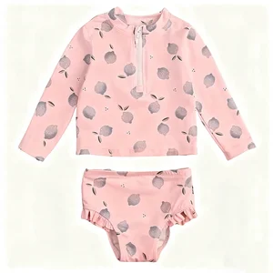 OEKO TEX Custom Long Sleeved Zipper Baby Swimsuit Manufacturers UPF 50 Rash Guard Repreve Toddler Girls Swimwear Breathable Soft