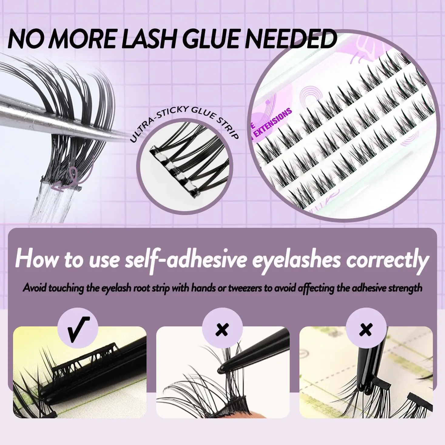 Press No Lash Glue Self Adhesive Diy Lashes Superfine Band Pre Cut