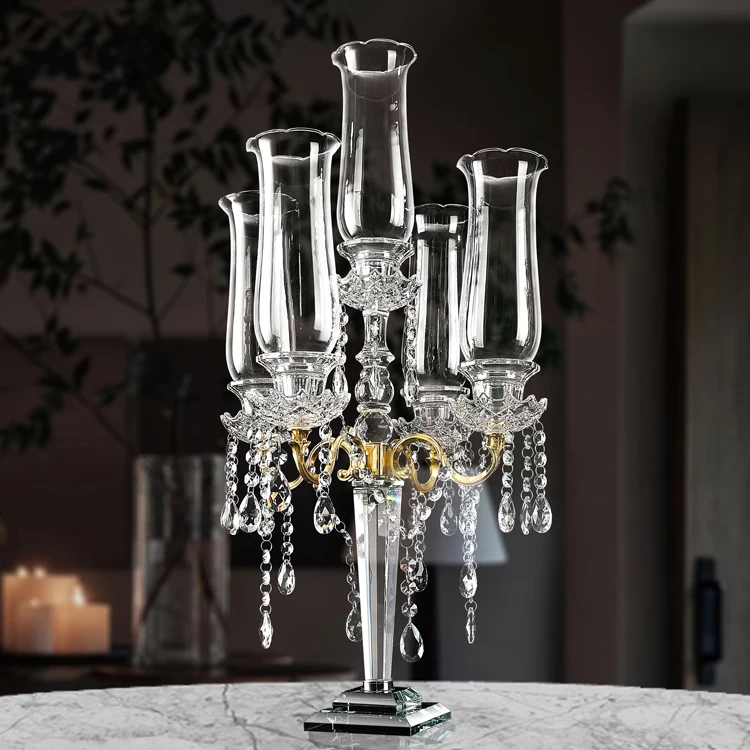 Luxury Crystal Candle Holder for Home Decor Elegant Large Candelabra Centerpiece