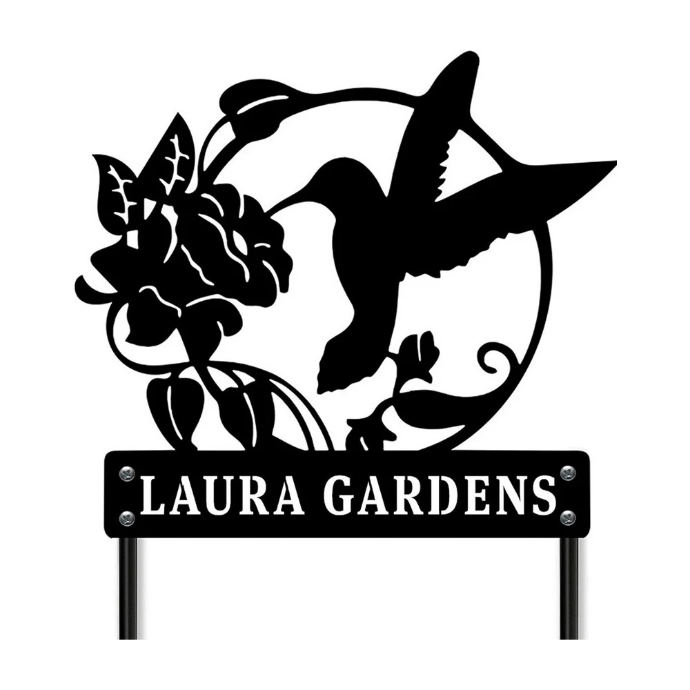Personalized garden sign with stakes metal decoration