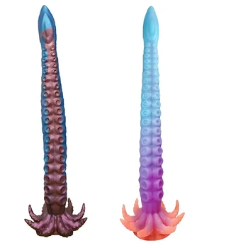 Factory extra long Luminous Anal Plug soft silicone anal plug ejaculating animal alien dildo Masturbation sex toy for women men