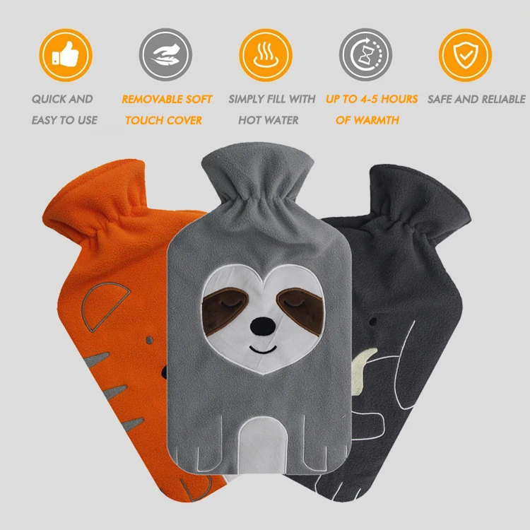 custom high quality 500ml 1000ml 2000ml natural silicone warm rubber hot water bottle bag cover china for christmas gift