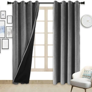 Hot Sell Luxury Curtains for Living Room 100% Blackout Curtain Velvet  Double Layer Curtain