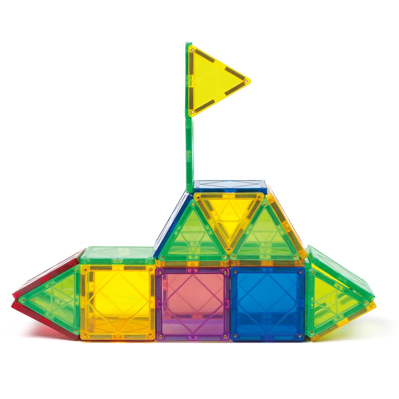 プラスチック製3D知育玩具 透明磁石ブロックセット 32ピース 