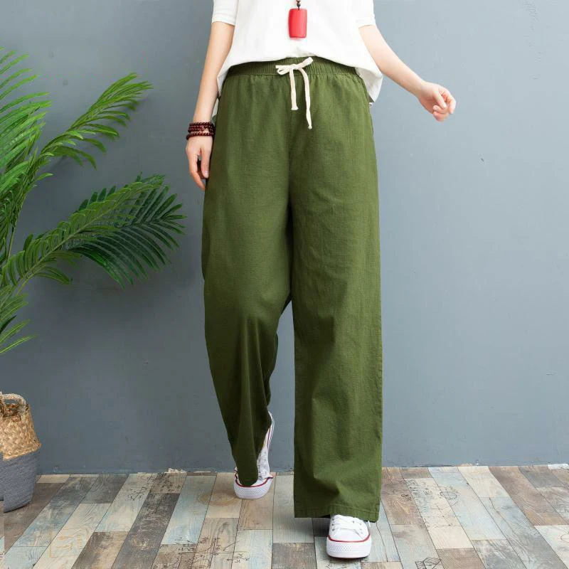 Ladies Long Loose Linen Pants For