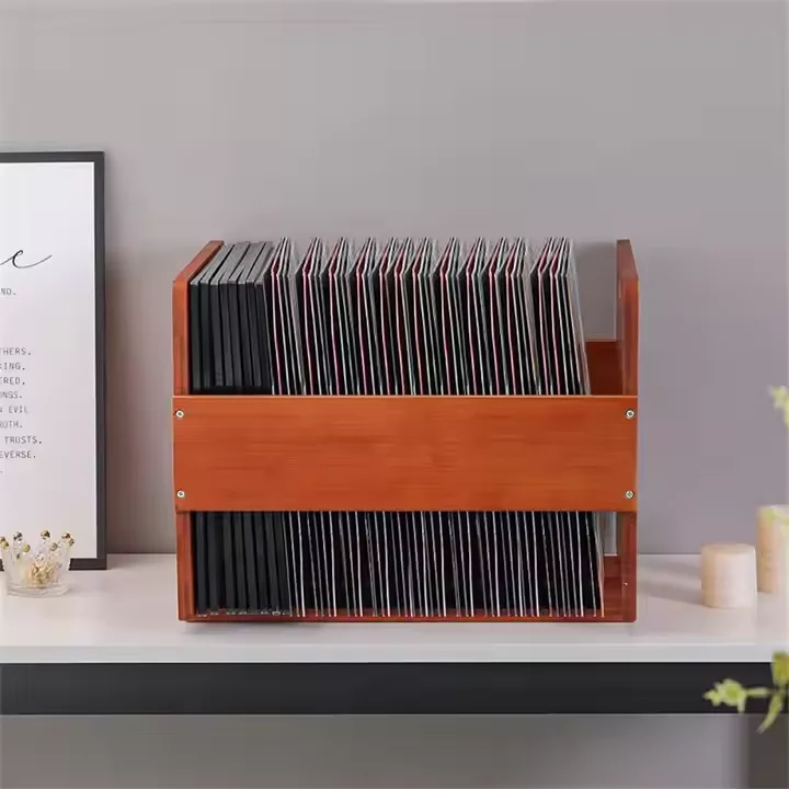 Bamboo Record Storage Crate Vinyl Storage Organizer  Vinyl Record Rack Wooden Storage Crate