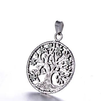 2020 Stainless Steel Jewelry Family Tree of Life Necklace Pendant Cubic Zirconia Jewelry