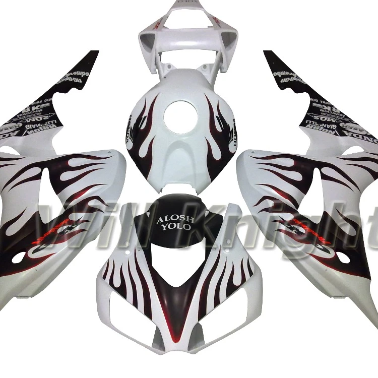 
 ABS Plastic Injection Fairing Kit for Honda CBR1000RR CBR 1000RR 2006 2007 White Black Flame  