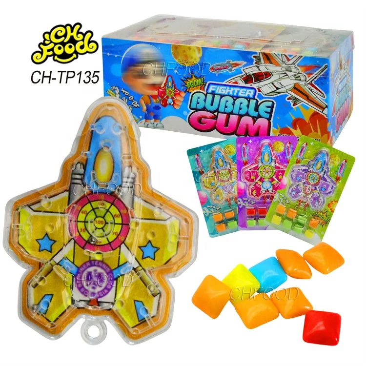 Wholesale Low MOQ Halal Mini Square Bubble Gum Candy Sweets with Cheap Plastic Aircraft Maze Toy for Boys