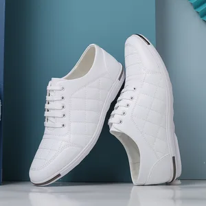 Wholesale Men Casual Formal Mens PU Leather Sneakers Lace up White Leather Shoes for Men 2023 Walking Style Casual Shoes