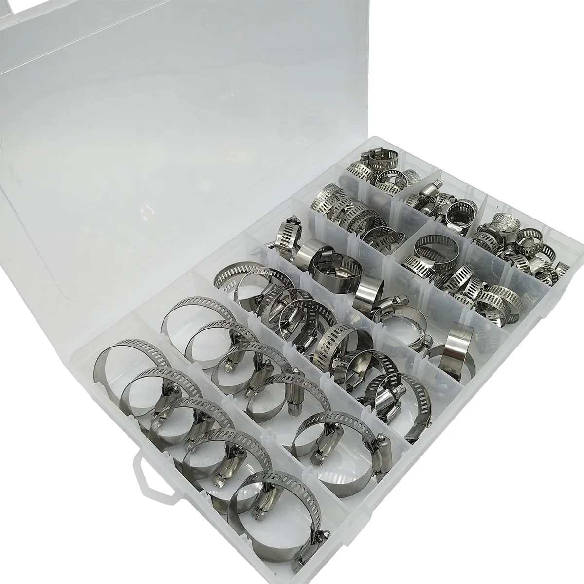 Cross-Border 100pcs Dual-Use Screwdriver Stainless Steel Hose Clamp Assortment Kit with Plastic Pipe Clamp