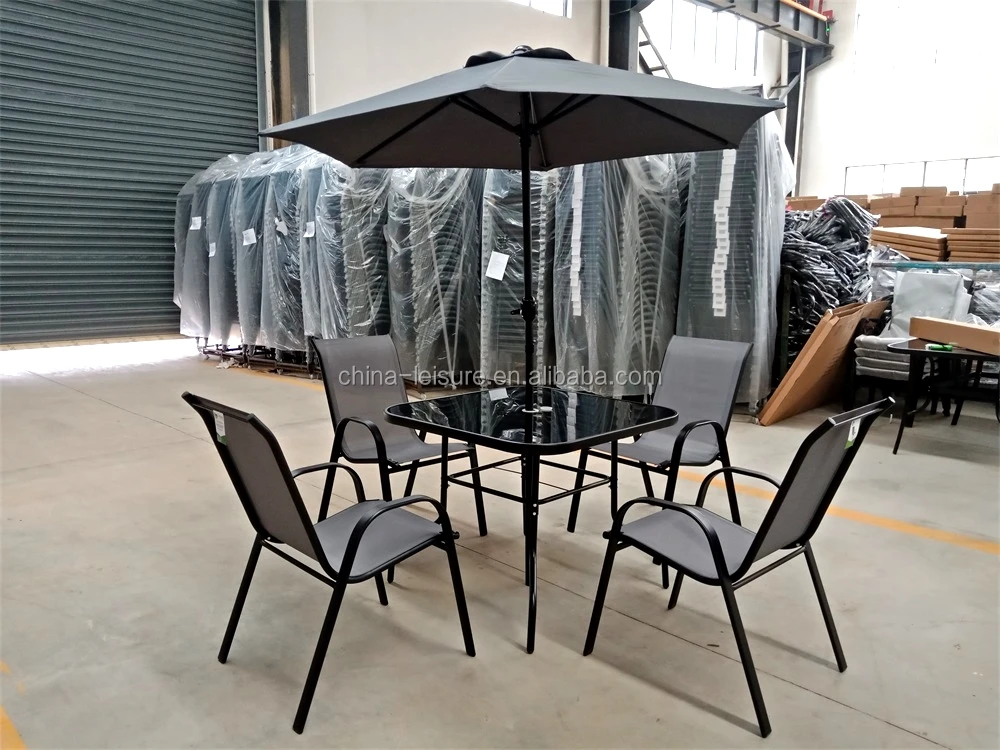 Square Outdoor Iron Metal Glass Patio Garden Table
