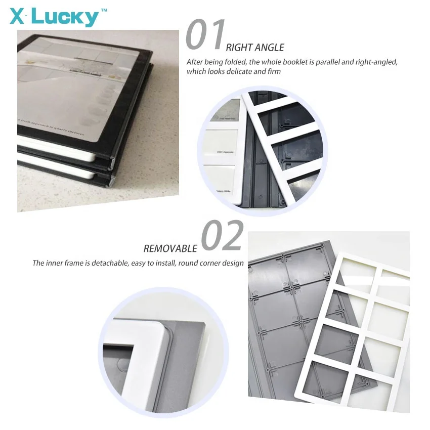 New Design Custom Material Mosaic Stone Display Catalogue Marble Quartz Sample Folder Box Ceramic Tile Sample Displays Books