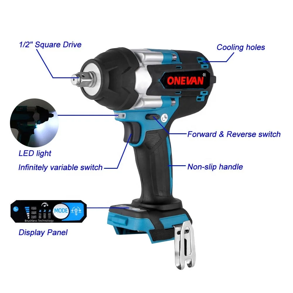 Бесщеточный Электрический ударный ключ 1/2 дюймов
