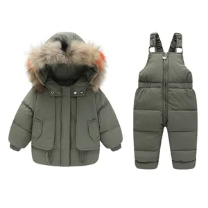 Customized Warm Children'S Wear Two Piece Bib and Coat Set Baby Winter Jacket Girls Coat Windproof Waterproof Ski Suit