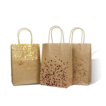Bottom price latest cheap Gift Bags with Thank You Print, Premium White Kraft Paper Bags with Handles