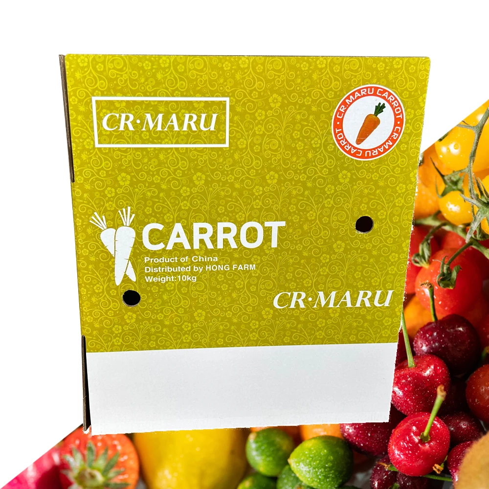 Custom Printed Carrot Corrugated Cardboard Box Stackable Large Square Fruit Vegetable Shipping Storage Packaging Carton Boxes