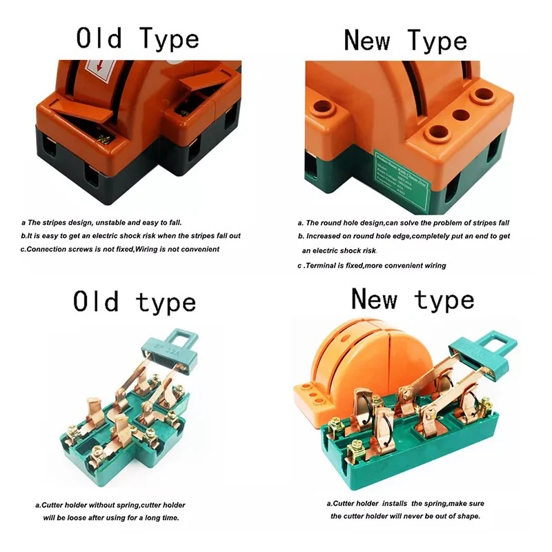 2 Pole 100A  Double Throw Change Over Switch Electrical Blade Knife Switch 2 Phase Isolate Switch Disconnector