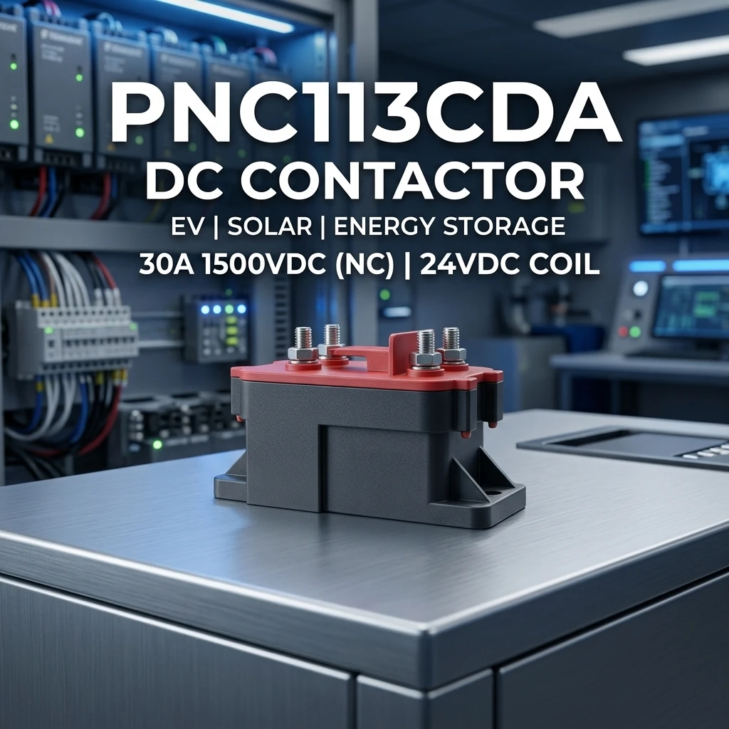 รีเลย์กำลังไฟฟ้าแบบตัวเรือนปิดสนิท PNC113CDA สำหรับ Sensata-Gigavac กระแสไฟฟ้า 30A, แรงดันไฟฟ้าตรง 24VDC, แรงดันไฟฟ้าตรงสูงสุด 1500VDC แบบปกติปิด (Normally Closed: NC) สำหรับพลังงานแสงอาทิตย์