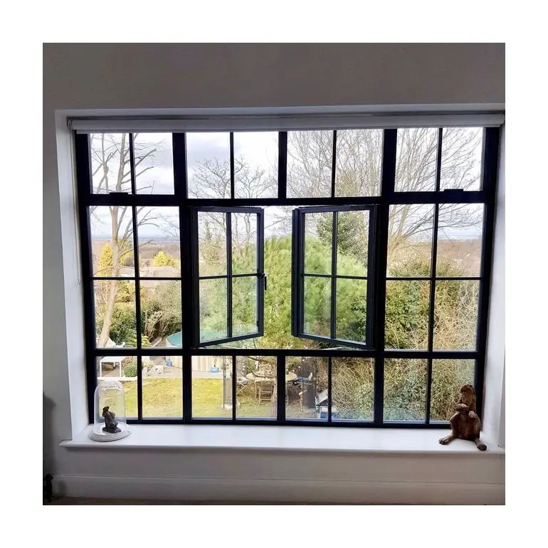 Open Inside Designs Cheap Price Import Material French Lock Handle PVC Steel Philippines Aluminum Casement Window