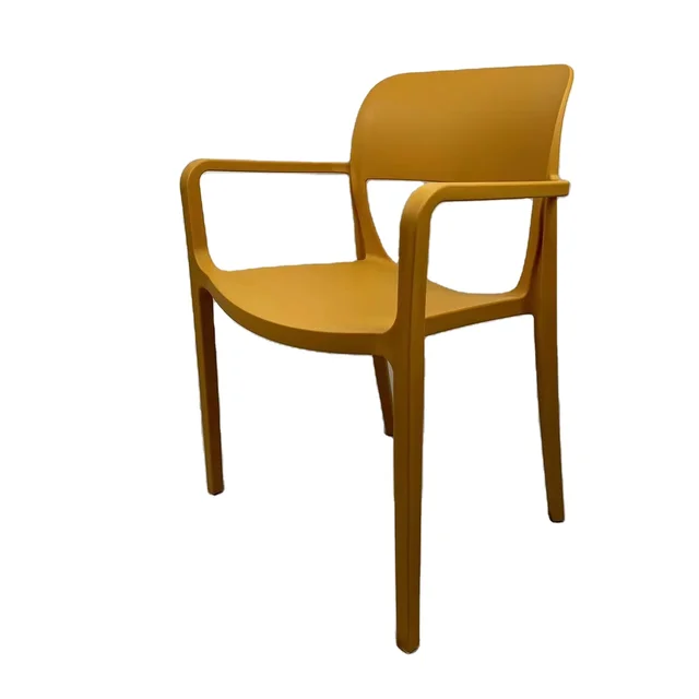 Good Quality Yellow Lemon Plastic Stackable Chairs with Arms for Outdoor Restaurants and Event