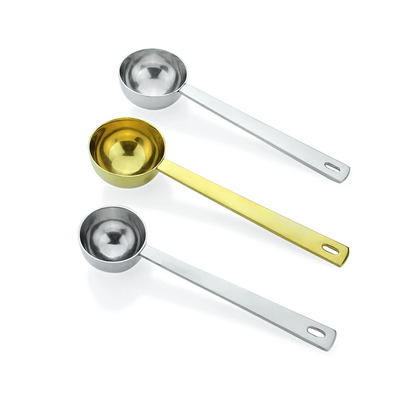 Factory Customized Logo Measuring Scoop Kitchen Measuring Tools Silver Color 15ml 30ml Stainless Steel Metal  Matcha Spoon