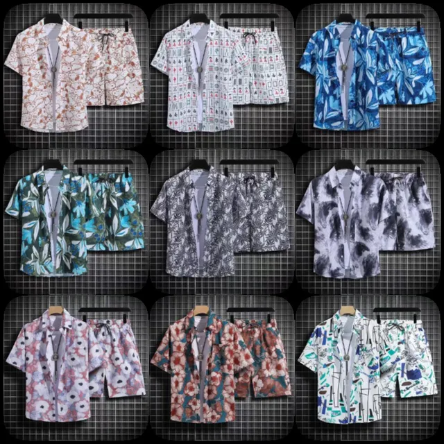 New Design Custom Shirt Printing Men Beach Wear Cotton Hawaiian Shirts Wholesale Hawaiian Shirts Set With Shorts