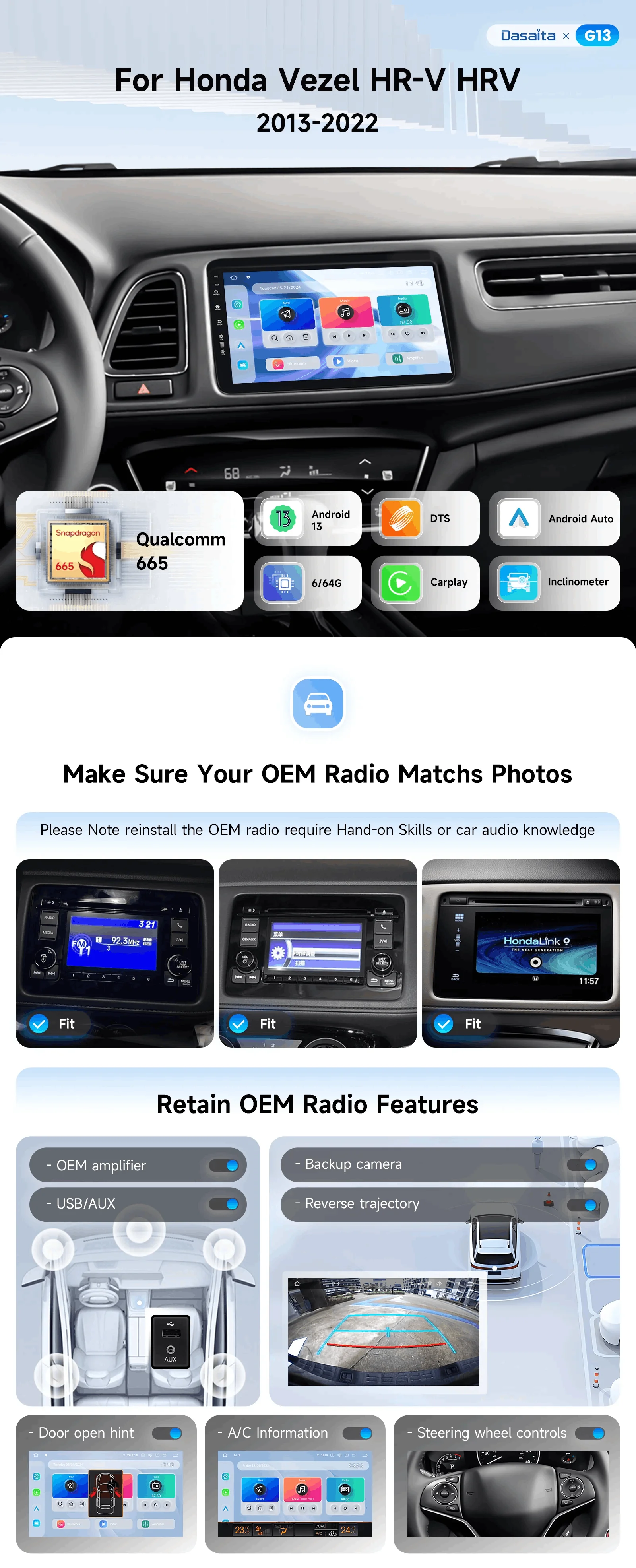 Transform Your 2013-2022 Honda Vezel HR-V with Dasaita's All-in-One Car