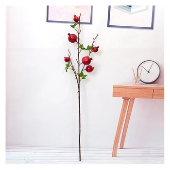 New artificial fruit too glue feel false flower fruit decoration Chinese living room 6 single red pomegranate branches