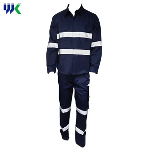 Navy Reflective Safety Hi Vis Work Clothes Industrial Jacket and Pants Working Suit for Spring and Summer