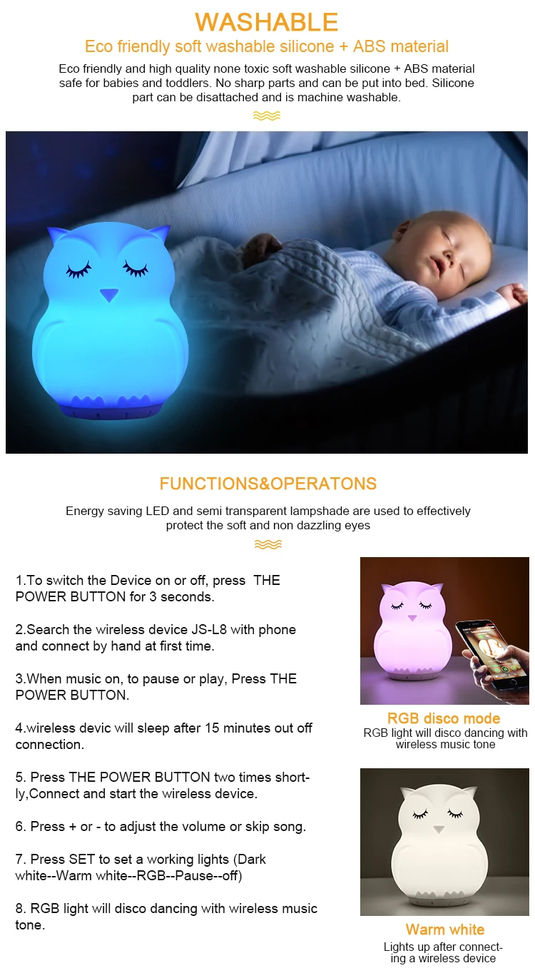 Factory Direct Selling Home Portable Hand Free LED wireless Speaker With Touch Night Light - ANKUX.COM