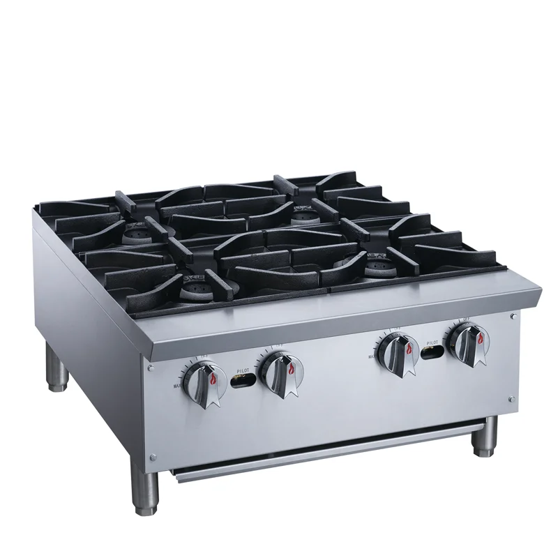 steel counter with burner