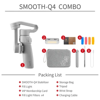 ZHIYUN Smooth Q4 3-Axis Smartphone Gimbal Stabilizer for iPhone Android Built-in Extension Rod Foldable Vlogging TikTok YouTube product image