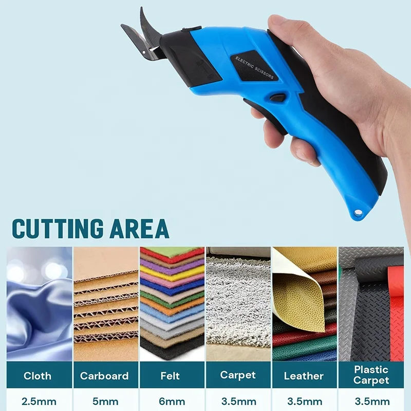 Cordless Electric Scissors Rechargeable Powerful Shears Cutting Tool for Fabric Cardboard Carpet Leather Felt with Charger