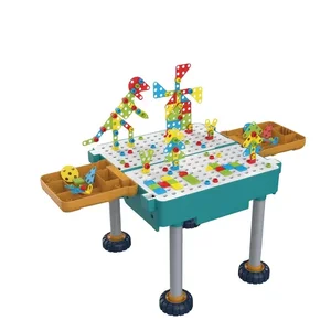 ITTL Children DIY Bricks Building Blocks Table Set Stem Educational Kids Building Blocks 260PCS Bus Design Toys for Kids