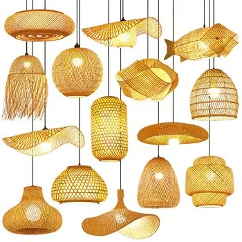 Wholesale Indoor Dining Living Room Rattan Pendant Bamboo Hanging Light