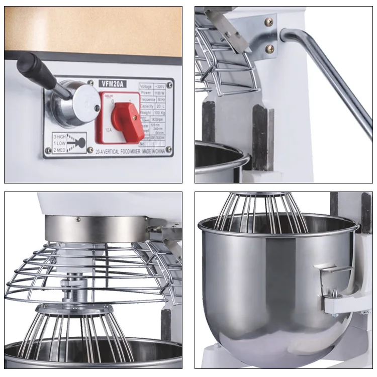 Многофункциональный планетарный миксер 20 л из нержавеющей стали, пищевой миксер для тортов
