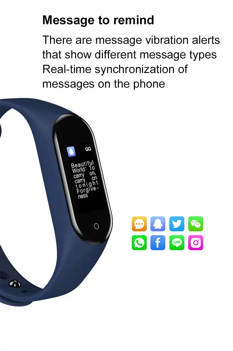 M4 Smart Watch Bracelet Full Touch TFT Screen Waterproof Heart Rate Monitor Fitness Tracker Smartwatch M4