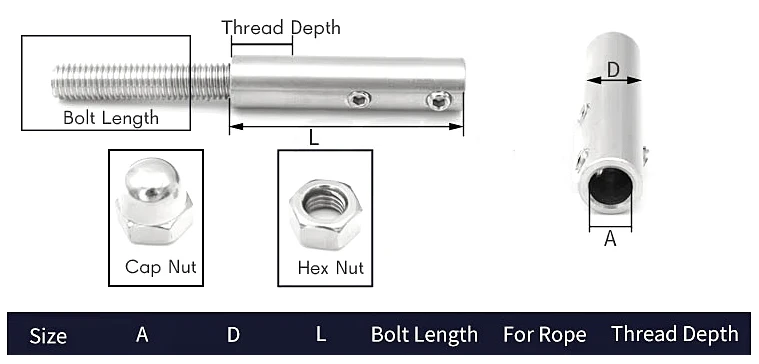 Customizable Polished Finish Stainless Steel Cable Railing Tensioner for Widely Usage