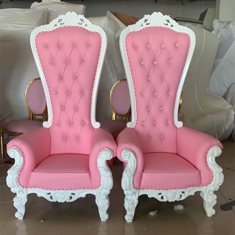 King And Queen High Back Cheaper Pink King Sliver Throne Chairs High